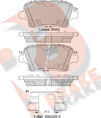 R Brake RB2344 - Kit pastiglie freno, Freno a disco autozon.pro