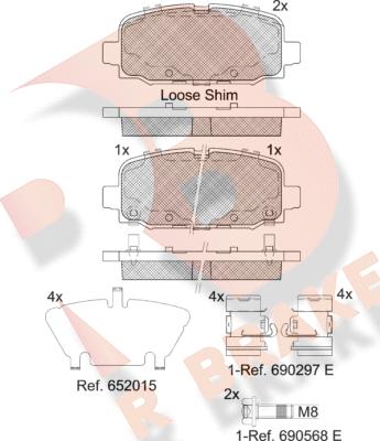 R Brake RB2345 - Kit pastiglie freno, Freno a disco autozon.pro