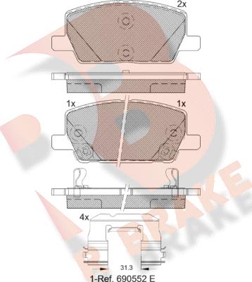 R Brake RB2355 - Kit pastiglie freno, Freno a disco autozon.pro