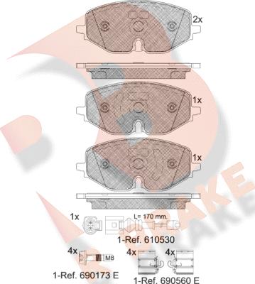 R Brake RB2369 - Kit pastiglie freno, Freno a disco autozon.pro