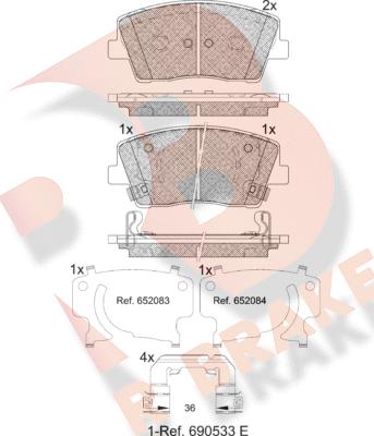 R Brake RB2368 - Kit pastiglie freno, Freno a disco autozon.pro