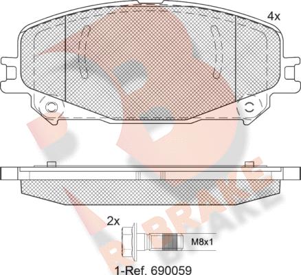 R Brake RB2304 - Kit pastiglie freno, Freno a disco autozon.pro