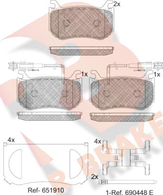 R Brake RB2302 - Kit pastiglie freno, Freno a disco autozon.pro