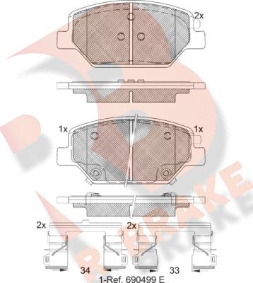 R Brake RB2317 - Kit pastiglie freno, Freno a disco autozon.pro