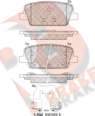 R Brake RB2388 - Kit pastiglie freno, Freno a disco autozon.pro