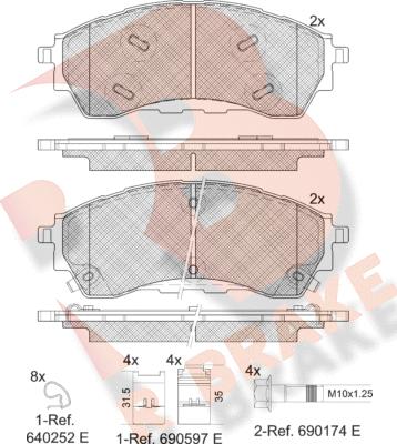 R Brake RB2382 - Kit pastiglie freno, Freno a disco autozon.pro