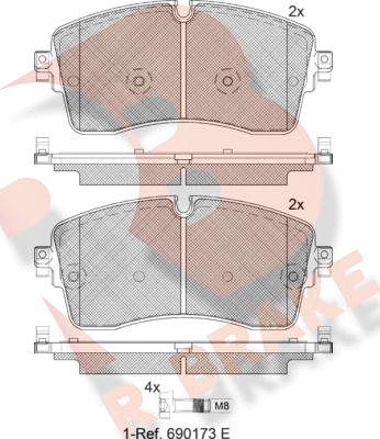 R Brake RB2335 - Kit pastiglie freno, Freno a disco autozon.pro