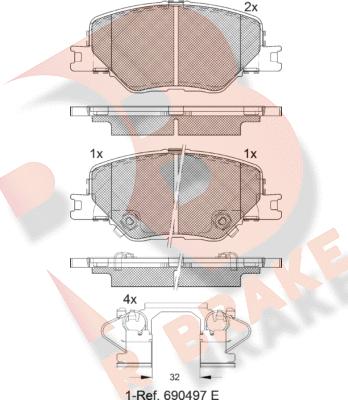 R Brake RB2332 - Kit pastiglie freno, Freno a disco autozon.pro