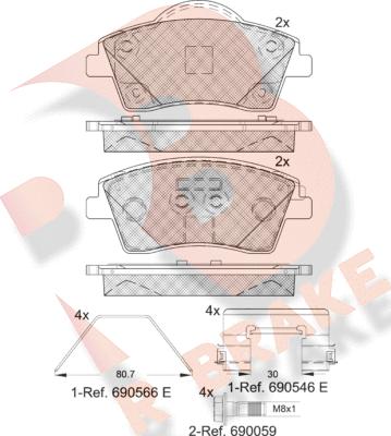 R Brake RB2329 - Kit pastiglie freno, Freno a disco autozon.pro