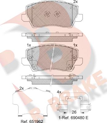 R Brake RB2325 - Kit pastiglie freno, Freno a disco autozon.pro