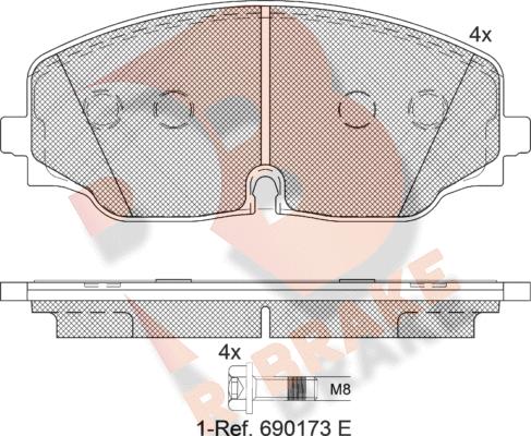 R Brake RB2328 - Kit pastiglie freno, Freno a disco autozon.pro