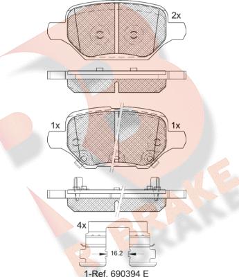 R Brake RB2370 - Kit pastiglie freno, Freno a disco autozon.pro