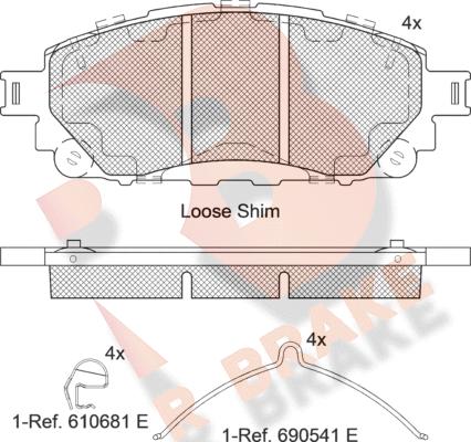 R Brake RB2296 - Kit pastiglie freno, Freno a disco autozon.pro