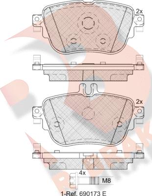 R Brake RB2290 - Kit pastiglie freno, Freno a disco autozon.pro