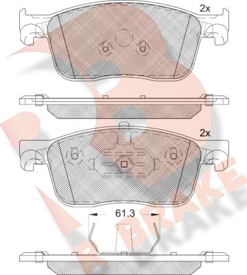 R Brake RB2297 - Kit pastiglie freno, Freno a disco autozon.pro