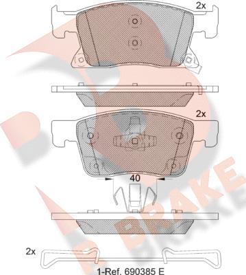 R Brake RB2245 - Kit pastiglie freno, Freno a disco autozon.pro