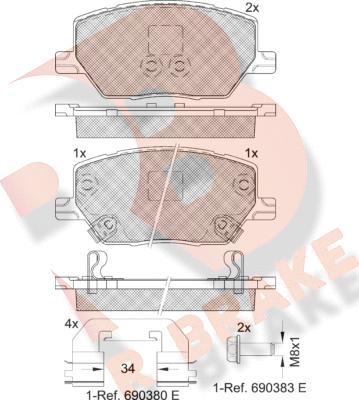 R Brake RB2243 - Kit pastiglie freno, Freno a disco autozon.pro