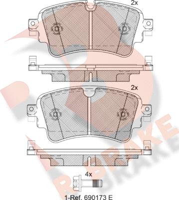 R Brake RB2256 - Kit pastiglie freno, Freno a disco autozon.pro