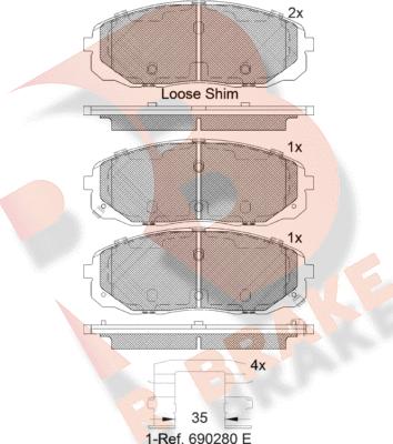 R Brake RB2253 - Kit pastiglie freno, Freno a disco autozon.pro