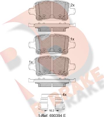 R Brake RB2257 - Kit pastiglie freno, Freno a disco autozon.pro