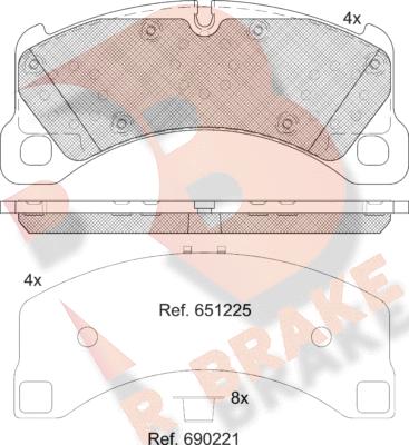 R Brake RB2206-208 - Kit pastiglie freno, Freno a disco autozon.pro