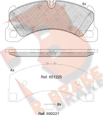 R Brake RB2206 - Kit pastiglie freno, Freno a disco autozon.pro