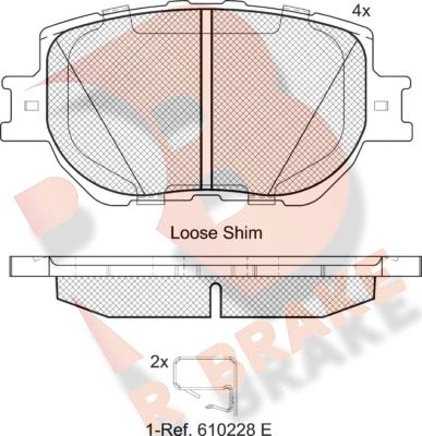 R Brake RB2200 - Kit pastiglie freno, Freno a disco autozon.pro