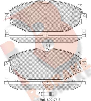 R Brake RB2213 - Kit pastiglie freno, Freno a disco autozon.pro