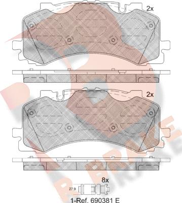 R Brake RB2281 - Kit pastiglie freno, Freno a disco autozon.pro