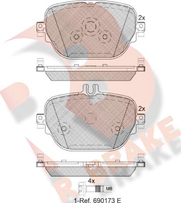 R Brake RB2288 - Kit pastiglie freno, Freno a disco autozon.pro