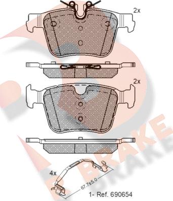 R Brake RB2232-203 - Kit pastiglie freno, Freno a disco autozon.pro