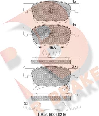 R Brake RB2221 - Kit pastiglie freno, Freno a disco autozon.pro