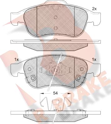 R Brake RB2228 - Kit pastiglie freno, Freno a disco autozon.pro