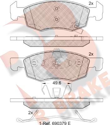 R Brake RB2223 - Kit pastiglie freno, Freno a disco autozon.pro