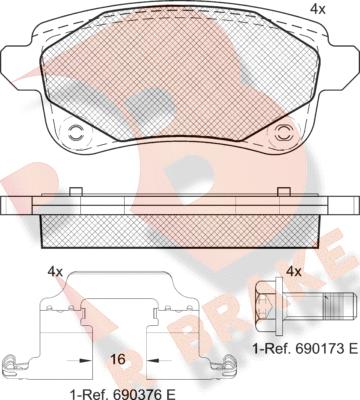 R Brake RB2222-208 - Kit pastiglie freno, Freno a disco autozon.pro