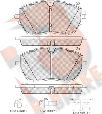 R Brake RB2227 - Kit pastiglie freno, Freno a disco autozon.pro