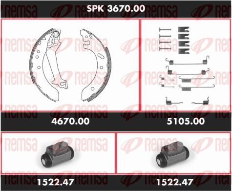 Remsa SPK 3670.00 - Kit ganasce freno autozon.pro