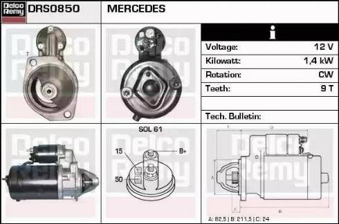 Remy DRS0850 - Motorino d'avviamento autozon.pro