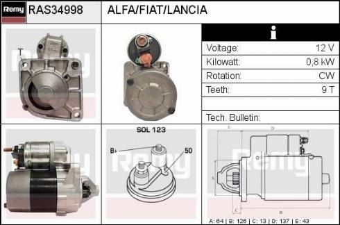 Remy RAS34998 - Motorino d'avviamento autozon.pro