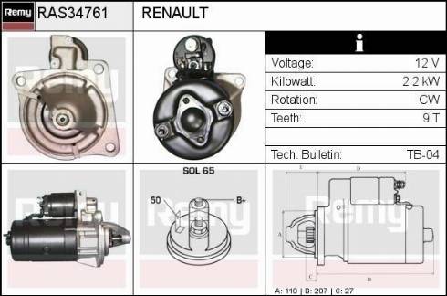 Remy RAS34761 - Motorino d'avviamento autozon.pro