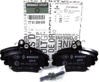 RENAULT 7701209639 - Kit pastiglie freno, Freno a disco autozon.pro