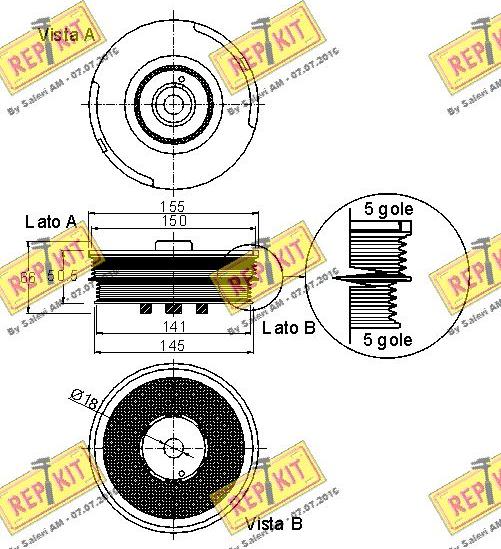 REPKIT RKT9032 - Puleggia cinghia, Albero a gomiti autozon.pro