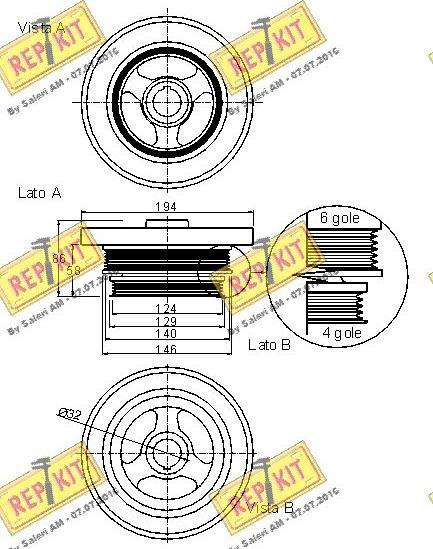 REPKIT RKT9029 - Puleggia cinghia, Albero a gomiti autozon.pro