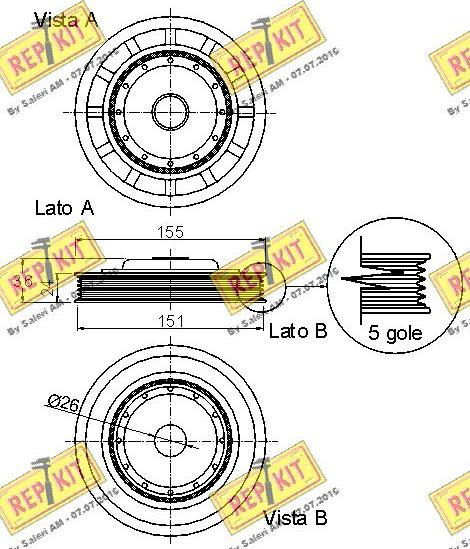 REPKIT RKT9025 - Puleggia cinghia, Albero a gomiti autozon.pro