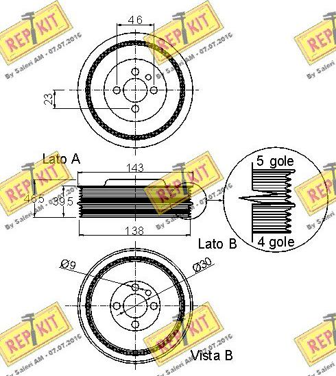 REPKIT RKT9070 - Puleggia cinghia, Albero a gomiti autozon.pro