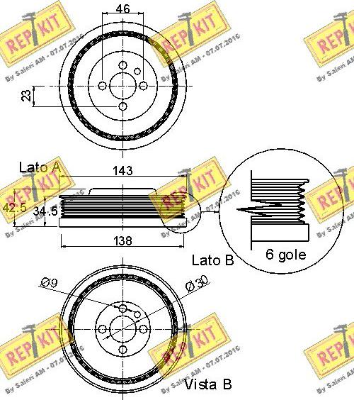 REPKIT RKT9071 - Puleggia cinghia, Albero a gomiti autozon.pro