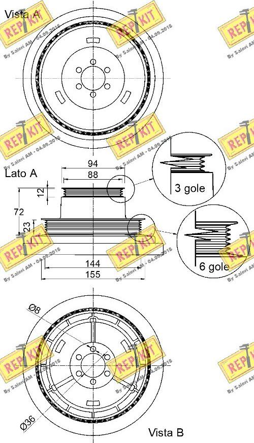 REPKIT RKT9354 - Puleggia cinghia, Albero a gomiti autozon.pro