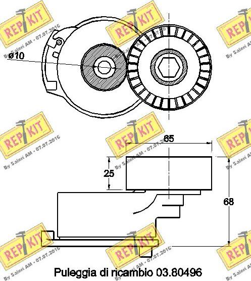 REPKIT RKT3485 - Tendicinghia, Cinghia Poly-V autozon.pro