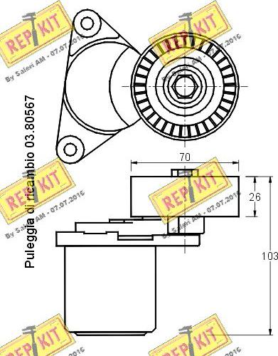 REPKIT RKT2274 - Tendicinghia, Cinghia Poly-V autozon.pro