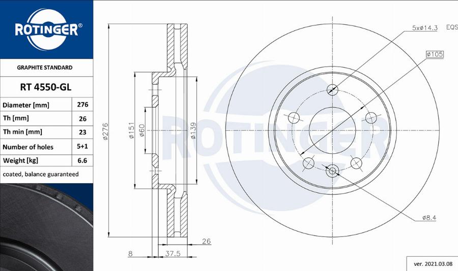 Rotinger RT 4550-GL - Discofreno autozon.pro